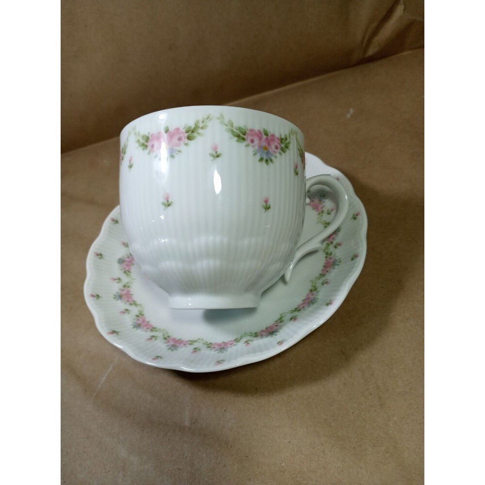 Kaiser Tea cup And Saucer West Germany Marseille Pink Flowers Vintage